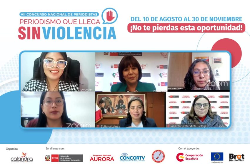 Séptimo Concurso “Periodismo que llega sin violencia” reconocerá a periodistas que promuevan una vida libre de violencia en mujeres, niñas, niños y adolescentes en todo el país.
