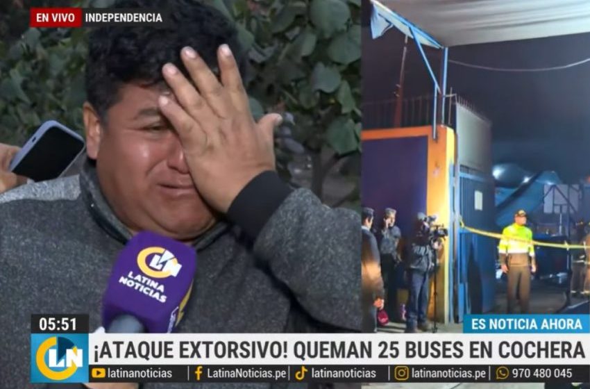  Chofer rompe en llanto al ver su bus incendiado: «Todavía no lo termino de pagar»