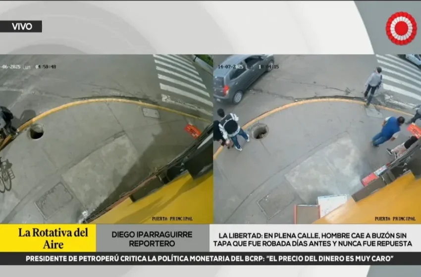  Hombre cayó a un buzón en pleno centro de Trujillo: tapa fue robada hace más de dos semanas y no fue repuesta