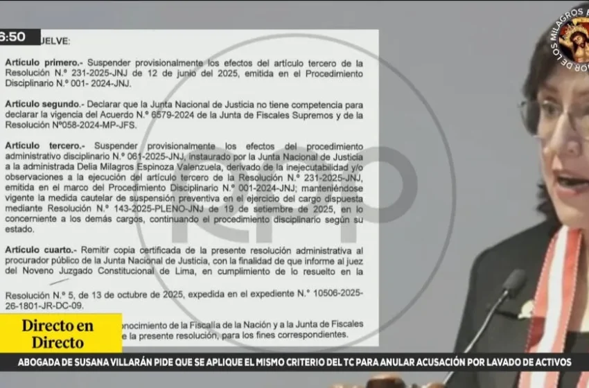  JNJ determina que Delia Espinoza no retornará como Fiscal de la Nación