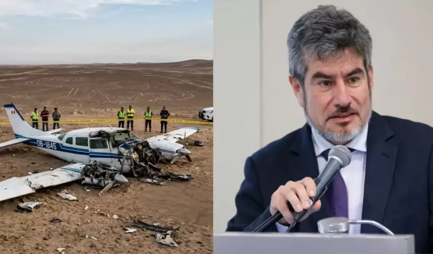  Rogers Valencia, titular del Mincetur, llegó a la zona del accidente aéreo en Nasca