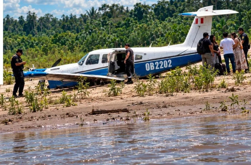  Aterrizaje forzoso en Ucayali termina en una playa del río Ucayali: Seis ocupantes resultan ilesos